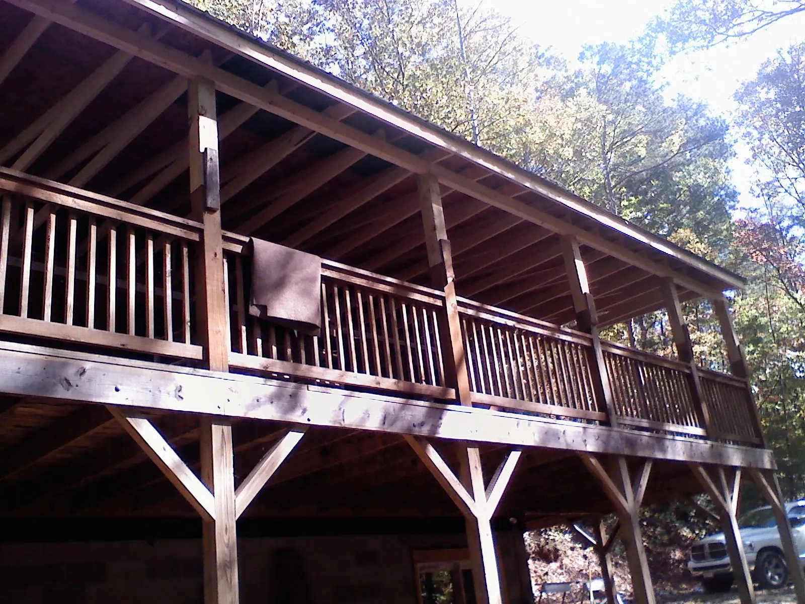 Timber framing under a new elevated porch and deck — Roof Leak Repair in Buck Creek by Roofing Brothers